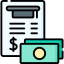 Ilustração de um contrato e cédulas de dinheiro