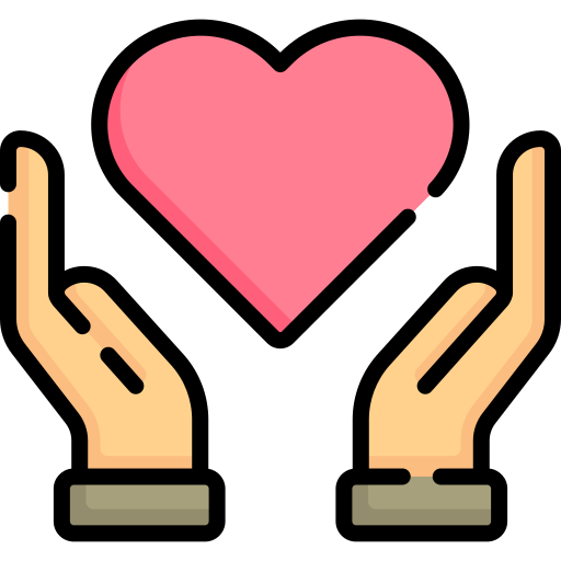 Ilustração de duas mãos acolhendo um coração